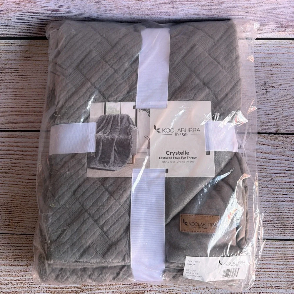 Koolaburra by UGG Crystelle Faux Fur Throw 50x70 Wild Dove NEW